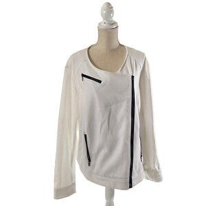 Lane Bryant Women Ivory Knit Wrap Full-Zip Bomber Jacket Sz 28 NWT Zipper Accent